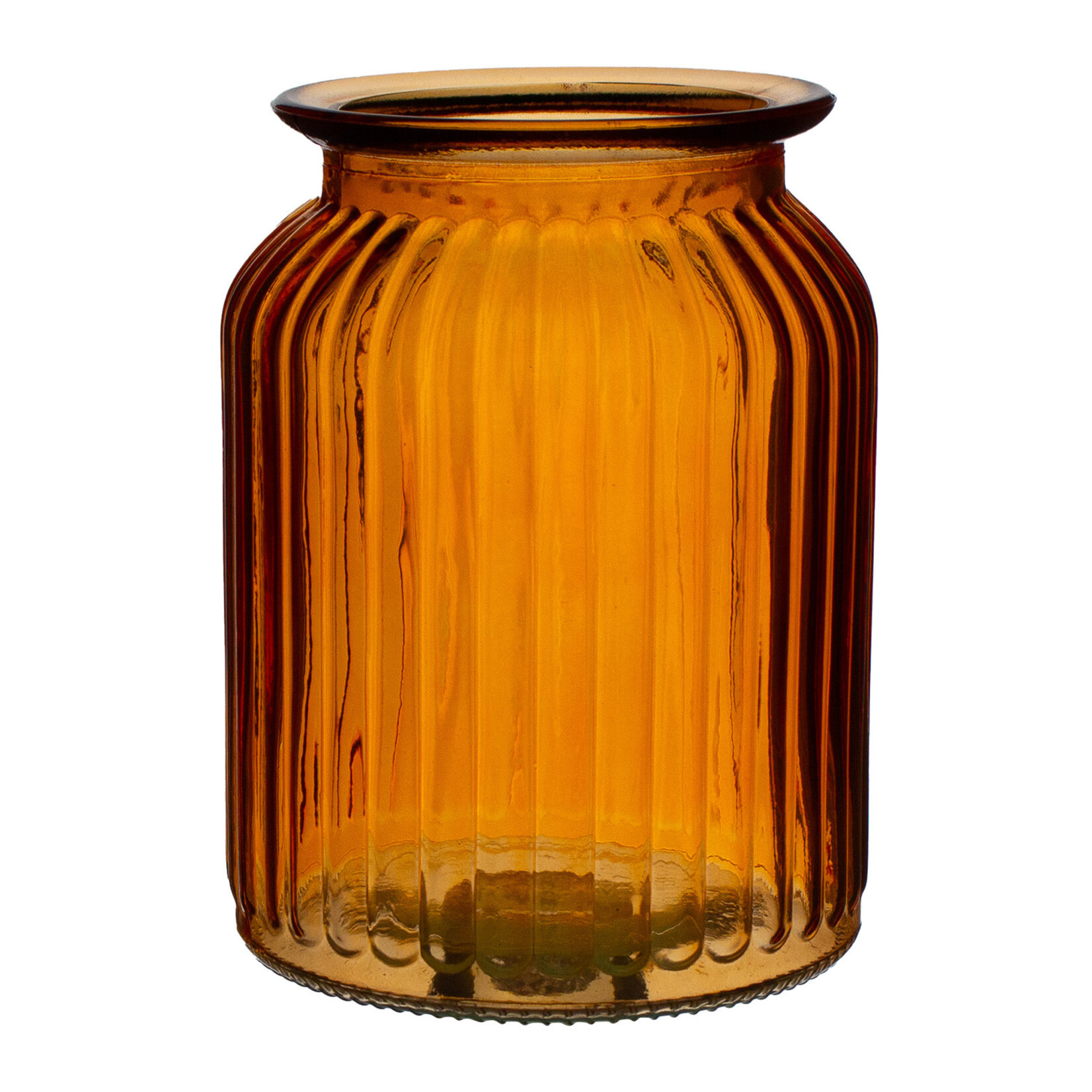 5.75” MARIGOLD GLASS RIBBED JAR