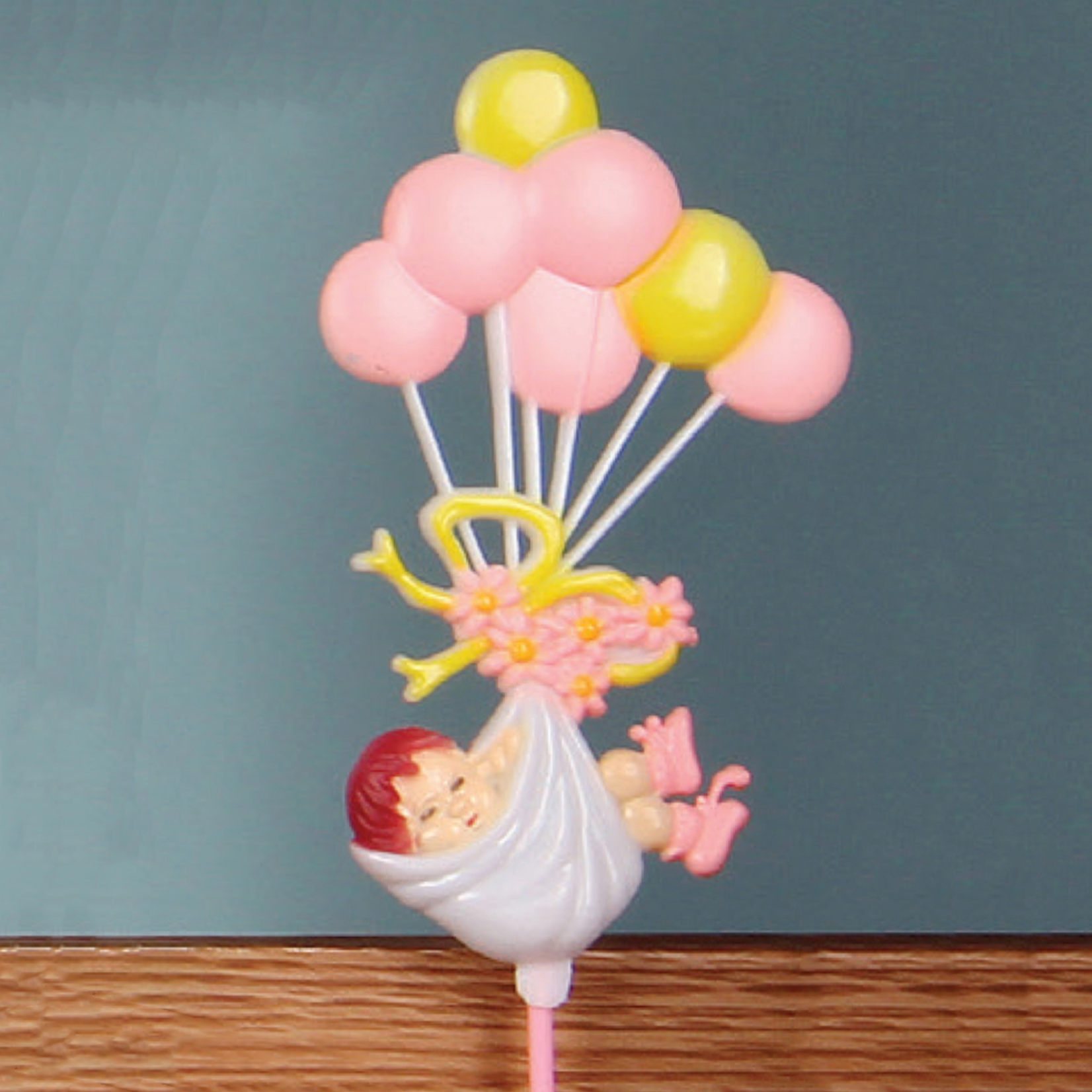 BALLOON BABY PICKS w/ pink stick 12pcs