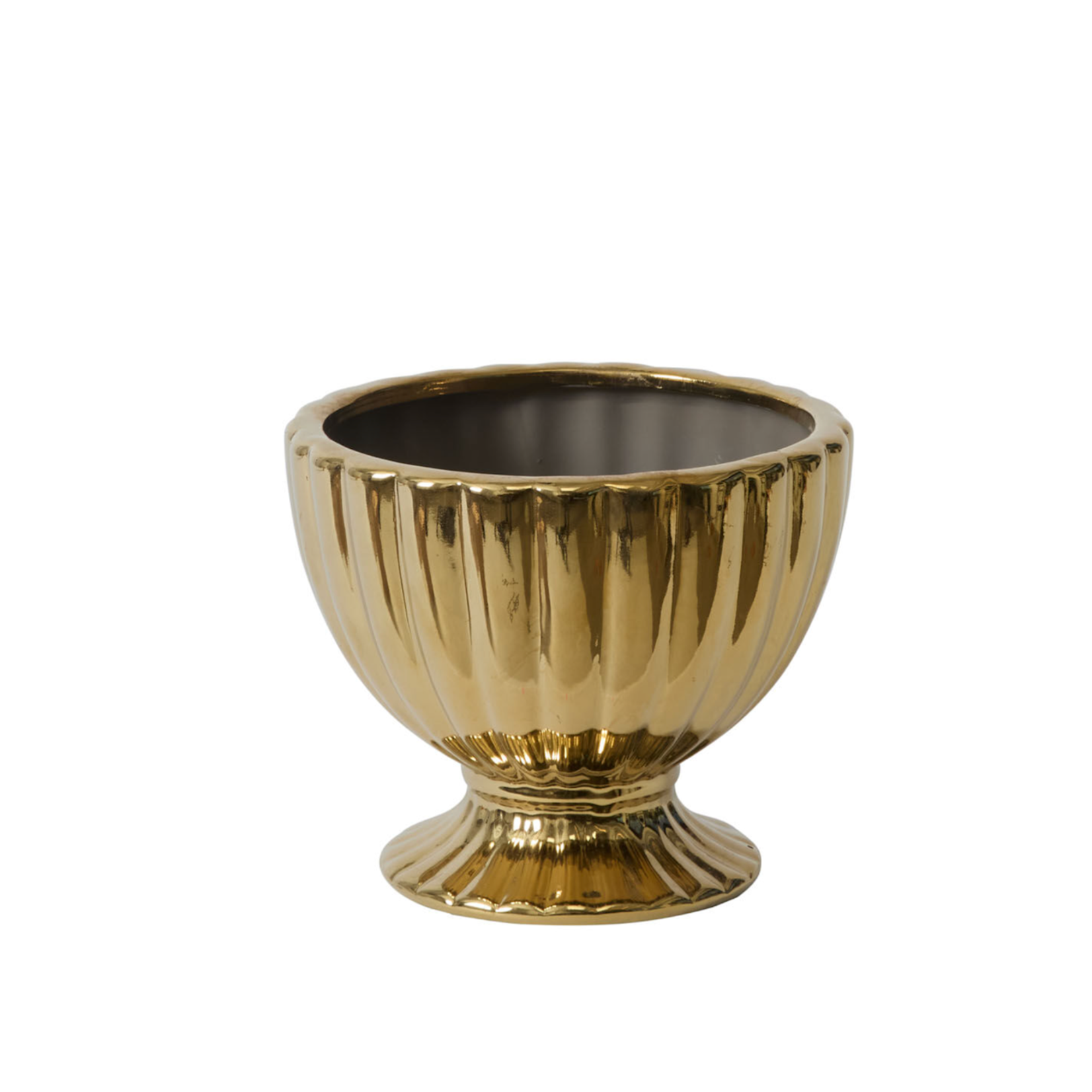 5”H X 6” GOLD CERAMIC CORONATION COMPOTE