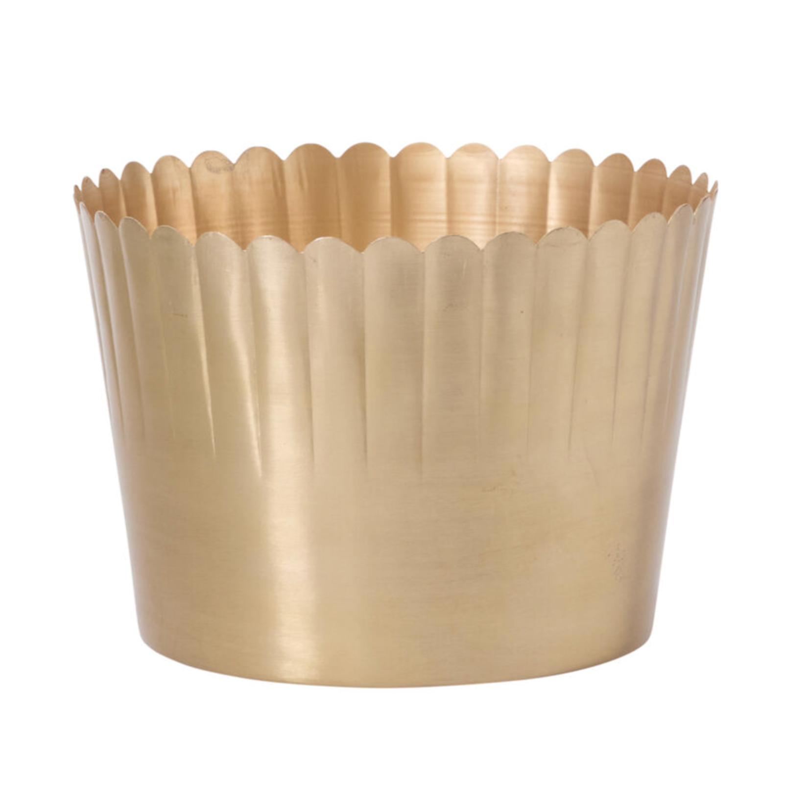 7”H X 10” GOLD METAL SCALLOP DELICATA POT