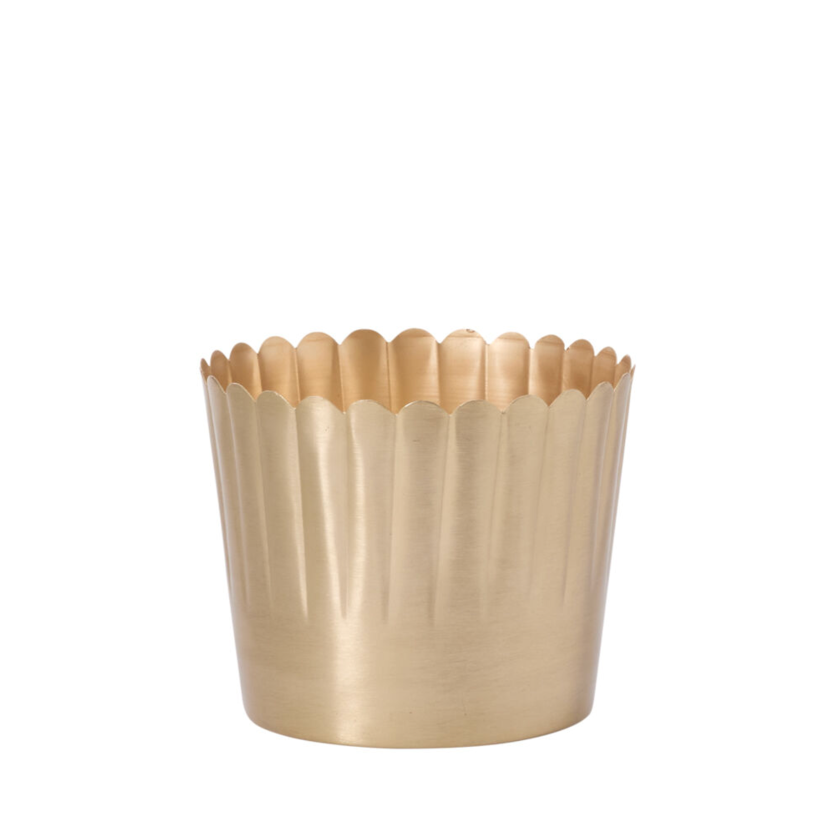 6”H X 7.5” GOLD METAL SCALLOP DELICATA POT