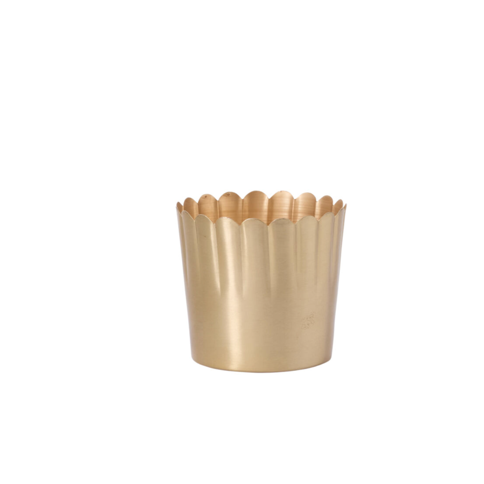 5”H X 5.5” GOLD METAL SCALLOP DELICATA POT