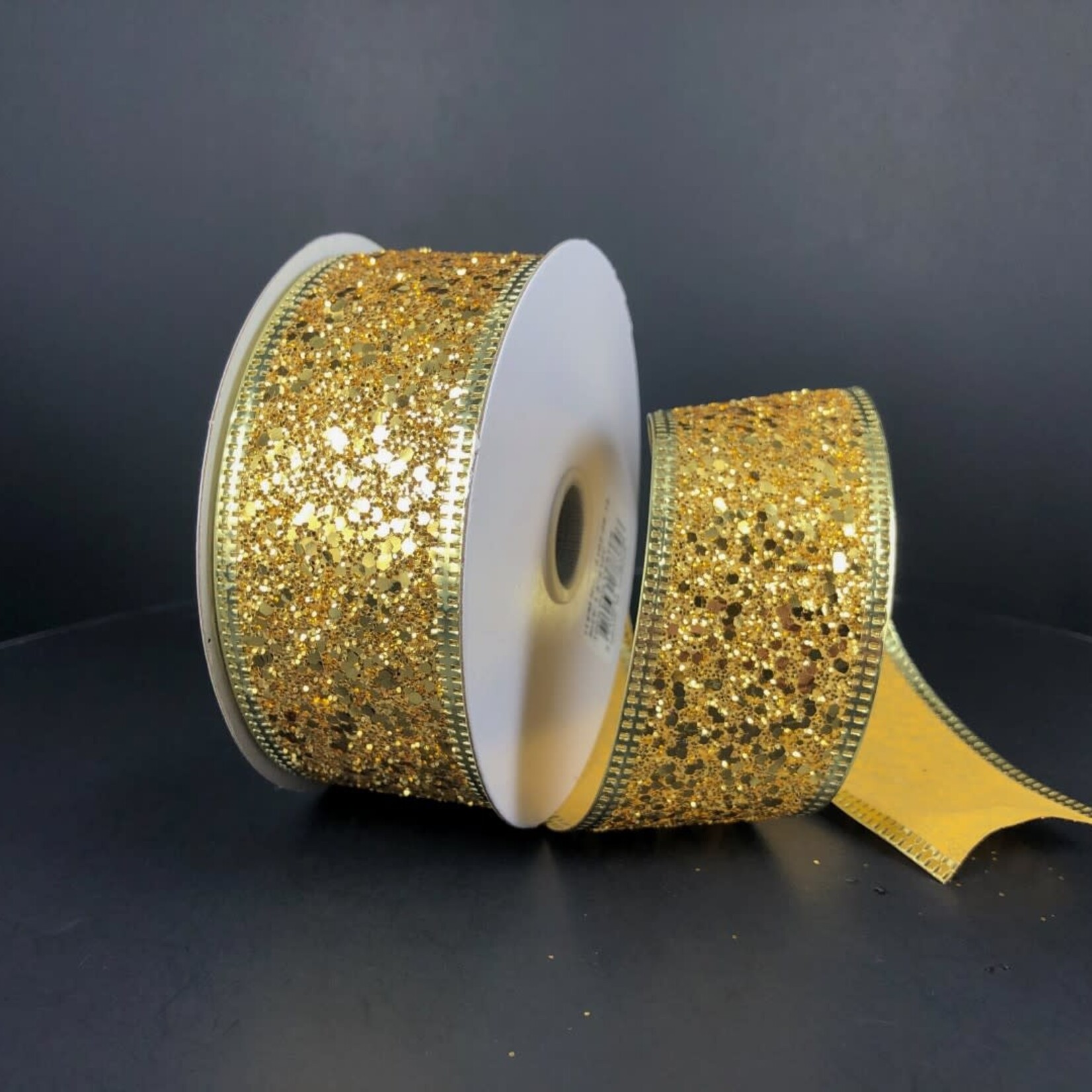 1.5" X 10 YDS  GOLD WIRED SUPER GLITTER RIBBON