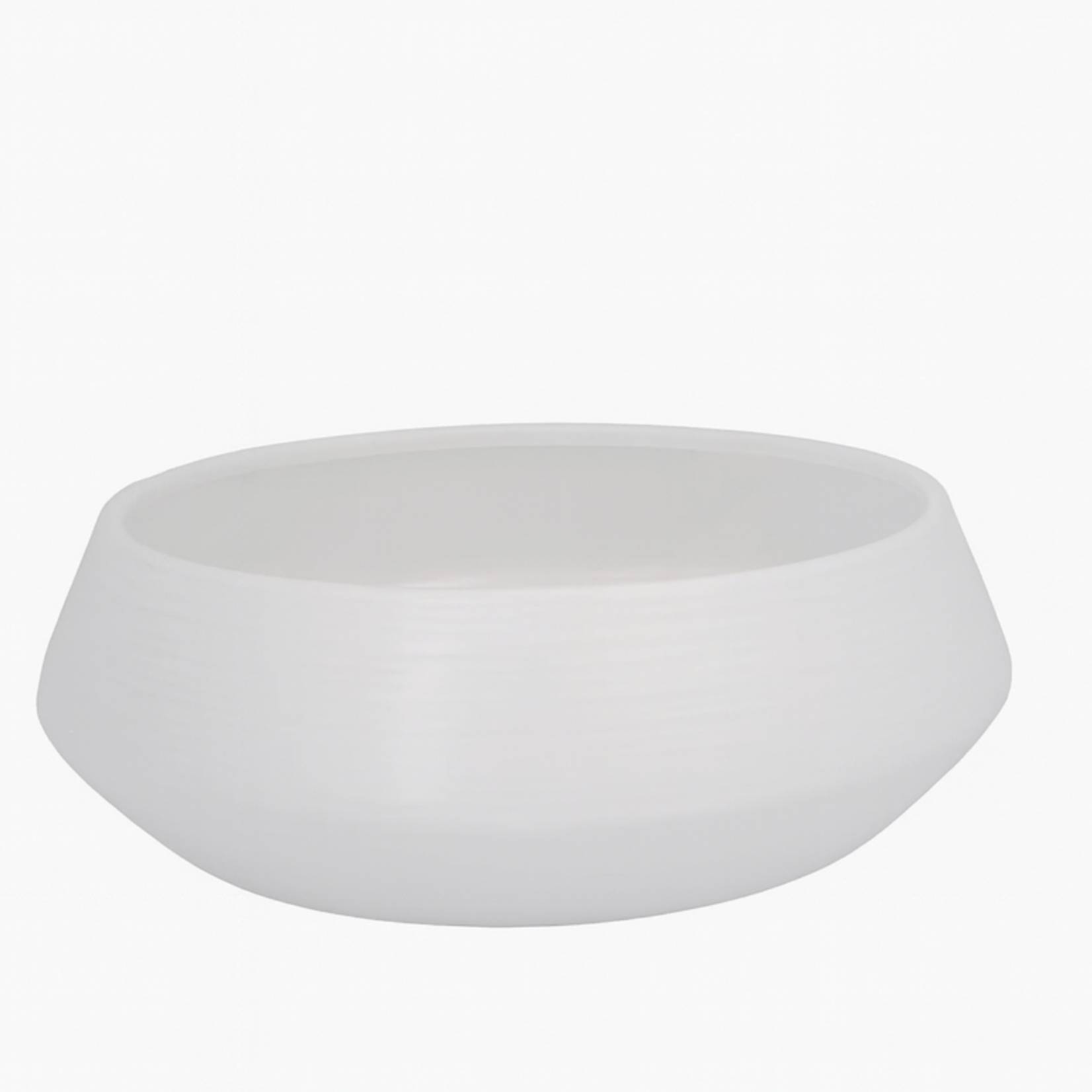 5.5"h x 14" CERAMIC POT  MATTE FINISH WHITE