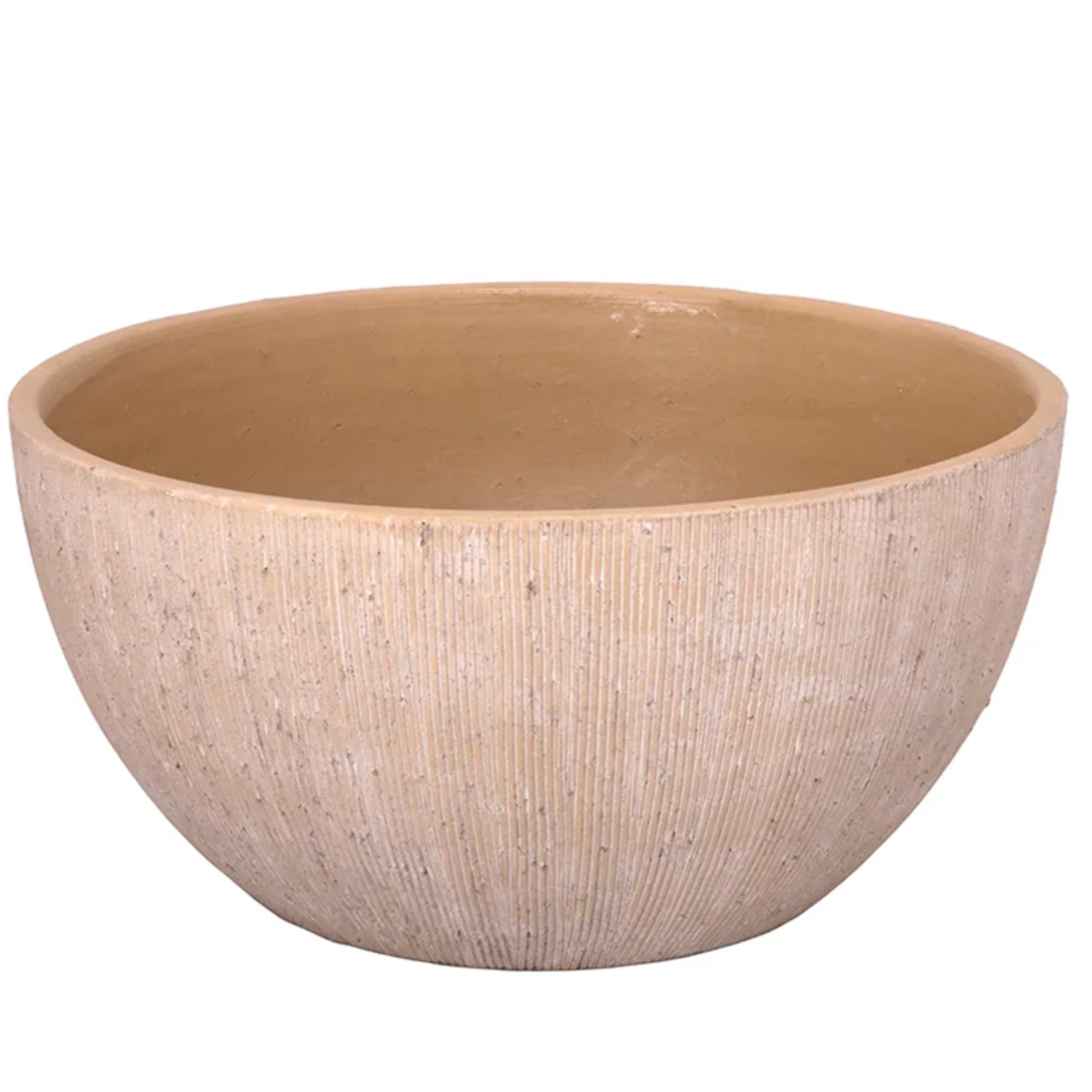 7.5"h x 15.75" TERRACOTTA POT  DARK KHAKI BOWL