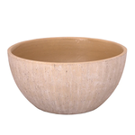 6.5"h x 13.5" TERRACOTTA POT  DARK KHAKI BOWL