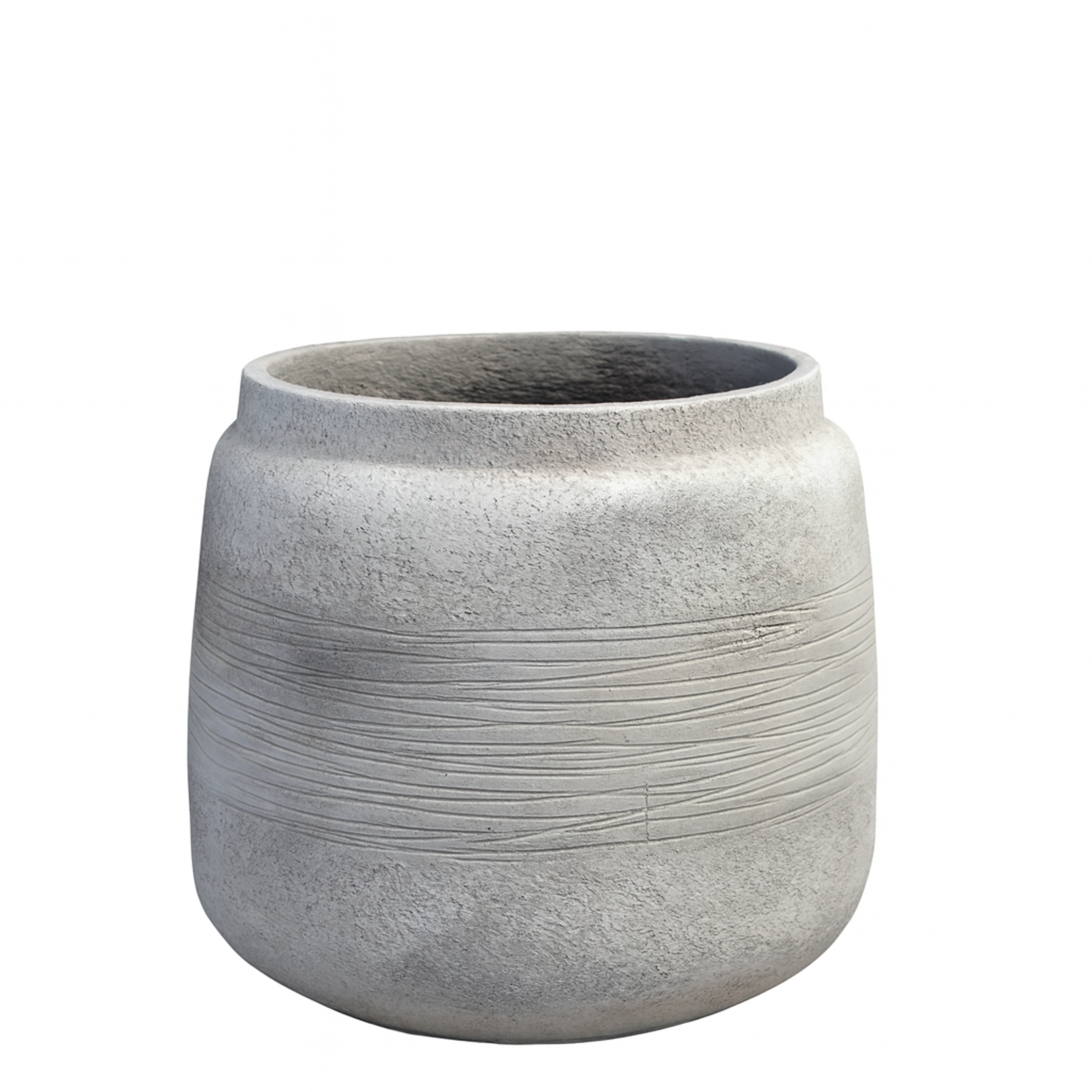 17"h x 18.5" GREY CEMENT FLOWER POT