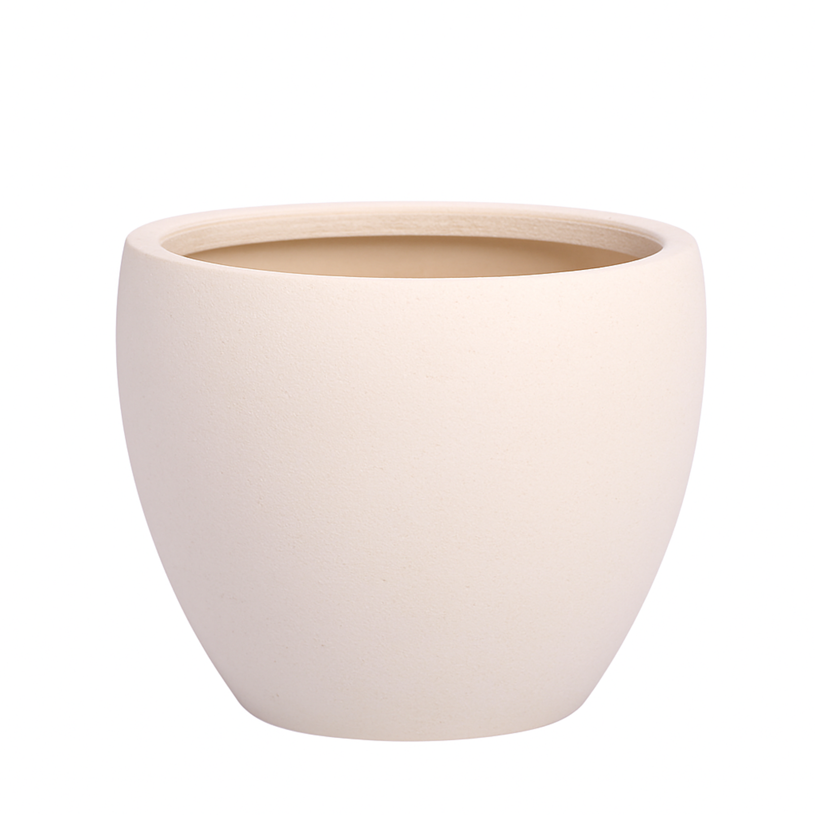 10.75"h x 13" CERAMIC BOWL PLANTER  LAVA FINISH WHITE