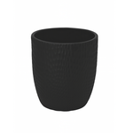 7.75"h x 8.25" CERAMIC ROUND POT WITH HAMMERD PATTERN DESIGN BODY  MATTE FINISH BLACK