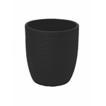 9.25"h x 9.75" CERAMIC ROUND POT WITH HAMMERD PATTERN DESIGN BODY  MATTE FINISH BLACK