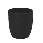 11"h x 12" CERAMIC ROUND POT WITH HAMMERD PATTERN DESIGN BODY  MATTE FINISH BLACK