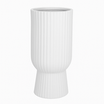 22"h x 13.75" RIBBED FIBERCLAY PLANTERS  WHITE