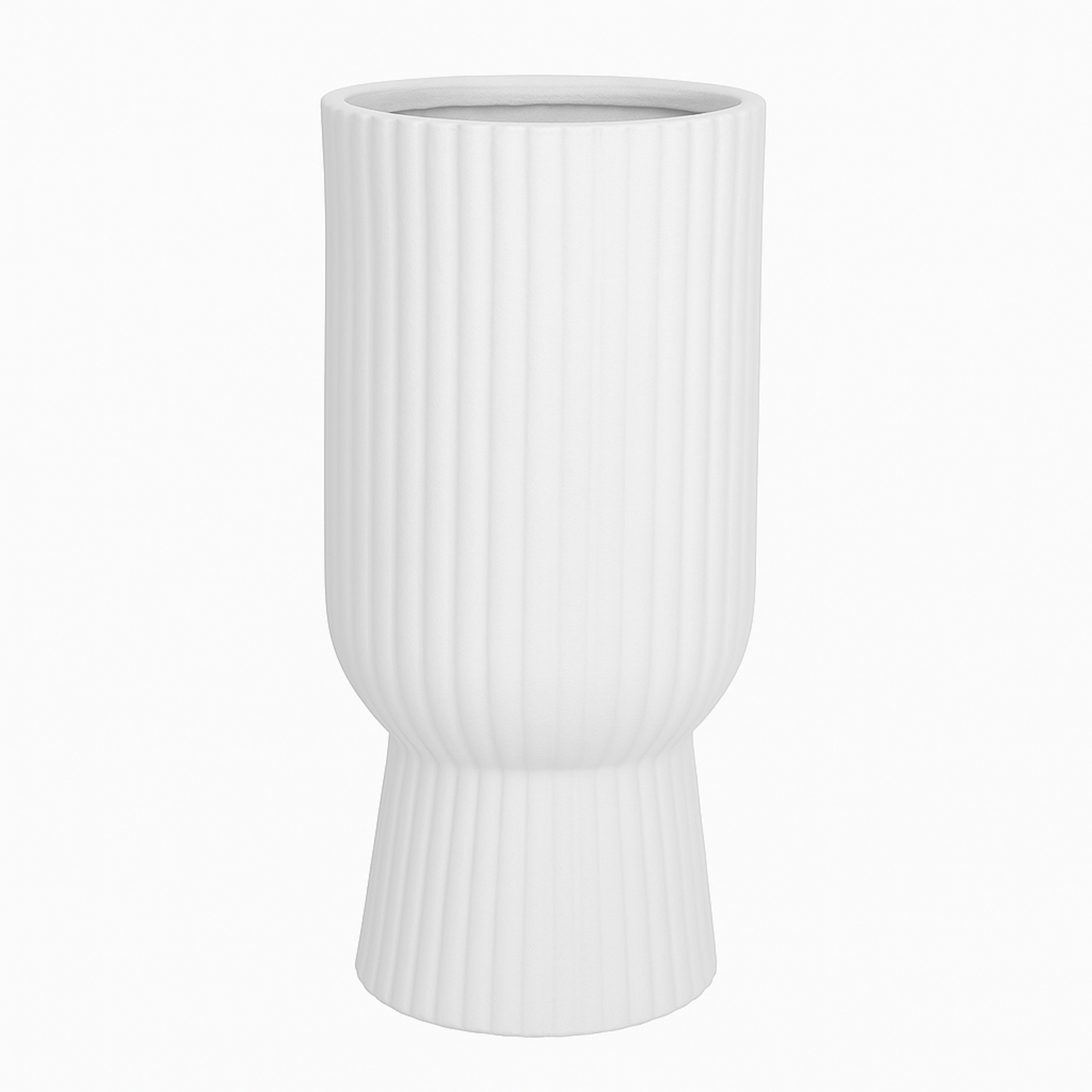 22"h x 13.75" RIBBED FIBERCLAY PLANTERS  WHITE