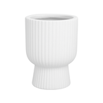 12.5"h x 7.75" RIBBED FIBERCLAY PLANTER WHITE