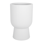 15.75"h x 9.75" RIBBED FIBERCLAY PLANTERS  WHITE