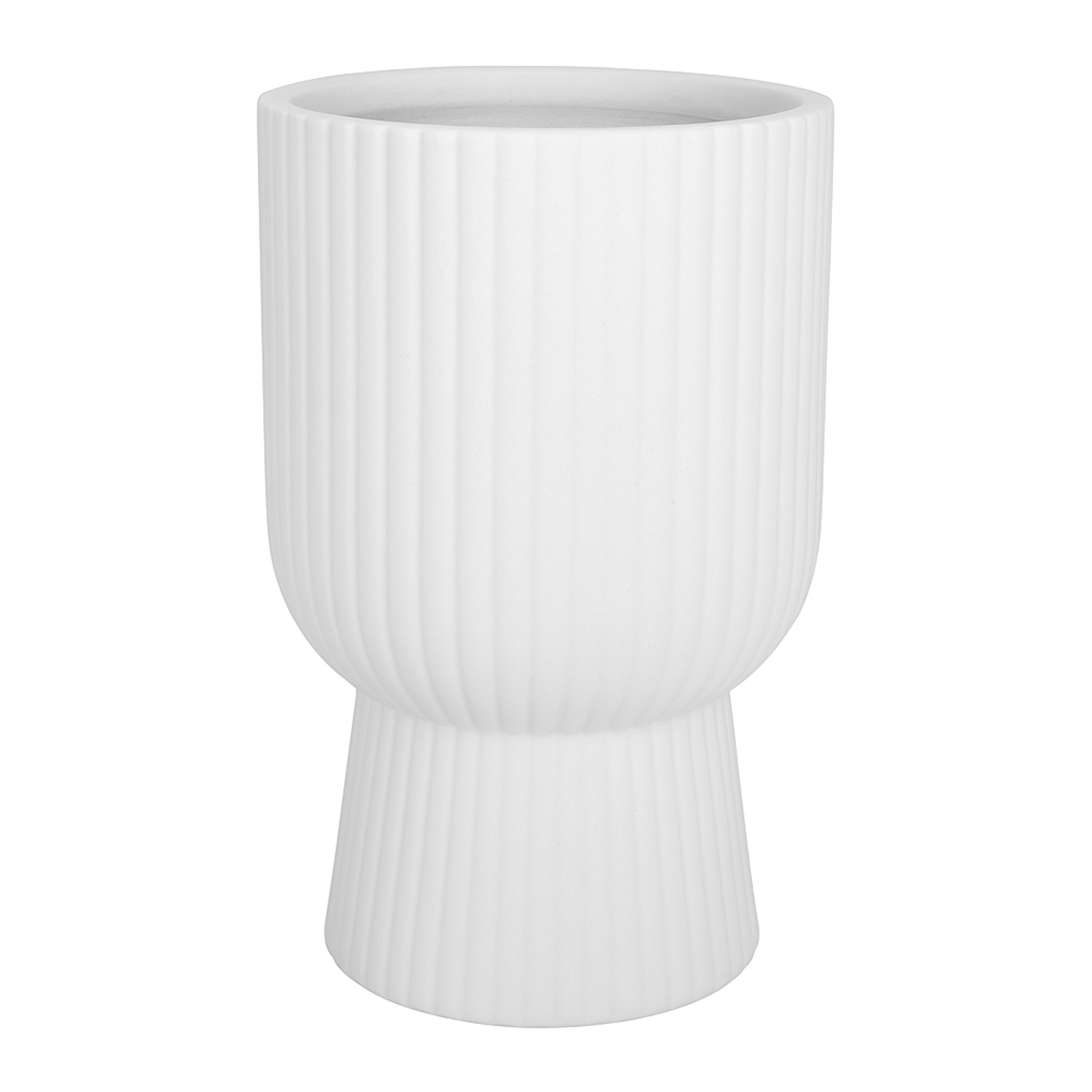 15.75"h x 9.75" RIBBED FIBERCLAY PLANTERS  WHITE