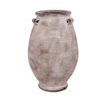 14"h x 9" TERRACOTTA VINTAGE VASE WITH HANDLE FINISH VINTAGE LARGE GREY