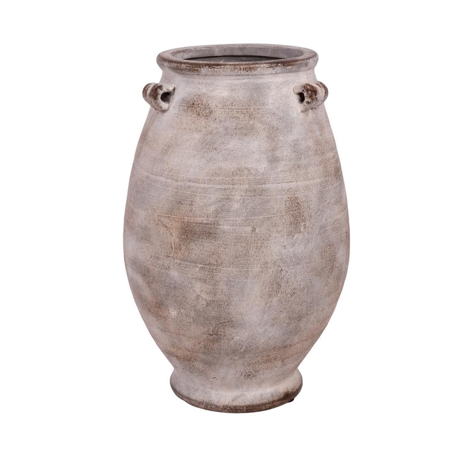 14"h x 9" TERRACOTTA VINTAGE VASE WITH HANDLE FINISH VINTAGE LARGE GREY