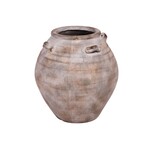 11"h x 10.25" TERRACOTTA VINTAGE VASE WITH HANDLE FINISH VINTAGE SMALL GREY