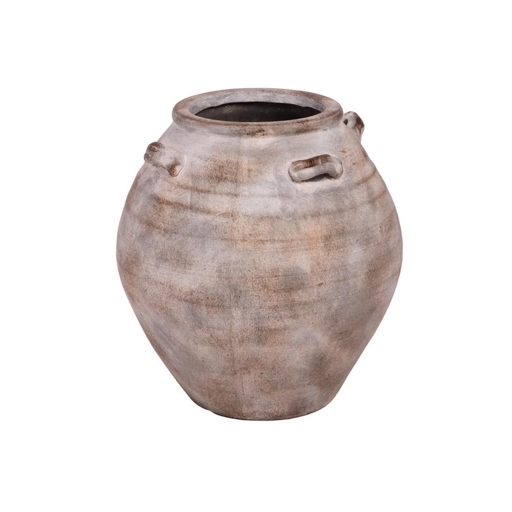 11"h x 10.25" TERRACOTTA VINTAGE VASE WITH HANDLE FINISH VINTAGE SMALL GREY