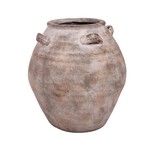 13.5"h x 12.25" TERRACOTTA VINTAGE VASE WITH HANDLE FINISH VINTAGE LARGE GREY
