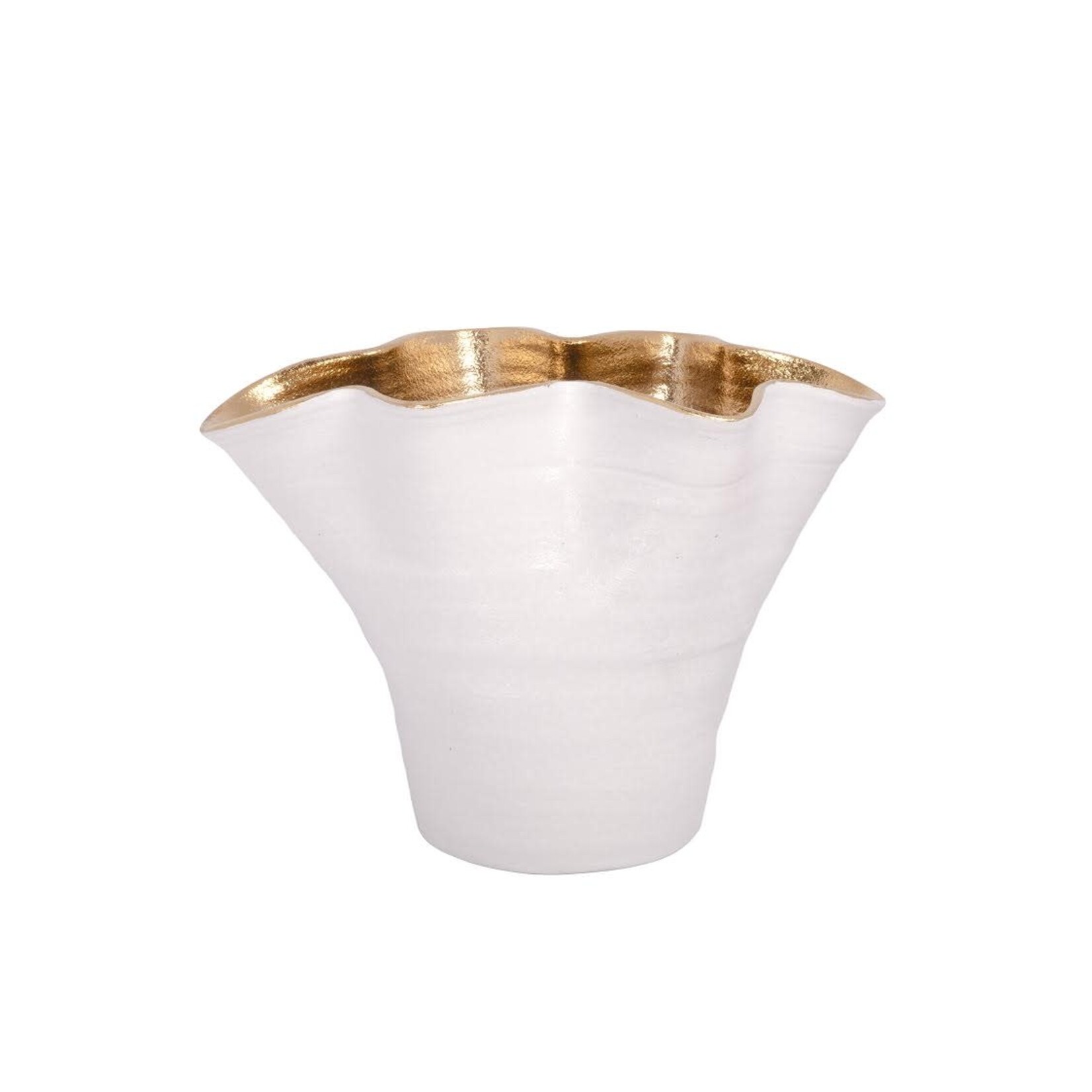 8.75"h x 12" x 8.5" CERAMIC LILY BLOOM VASE WHITE