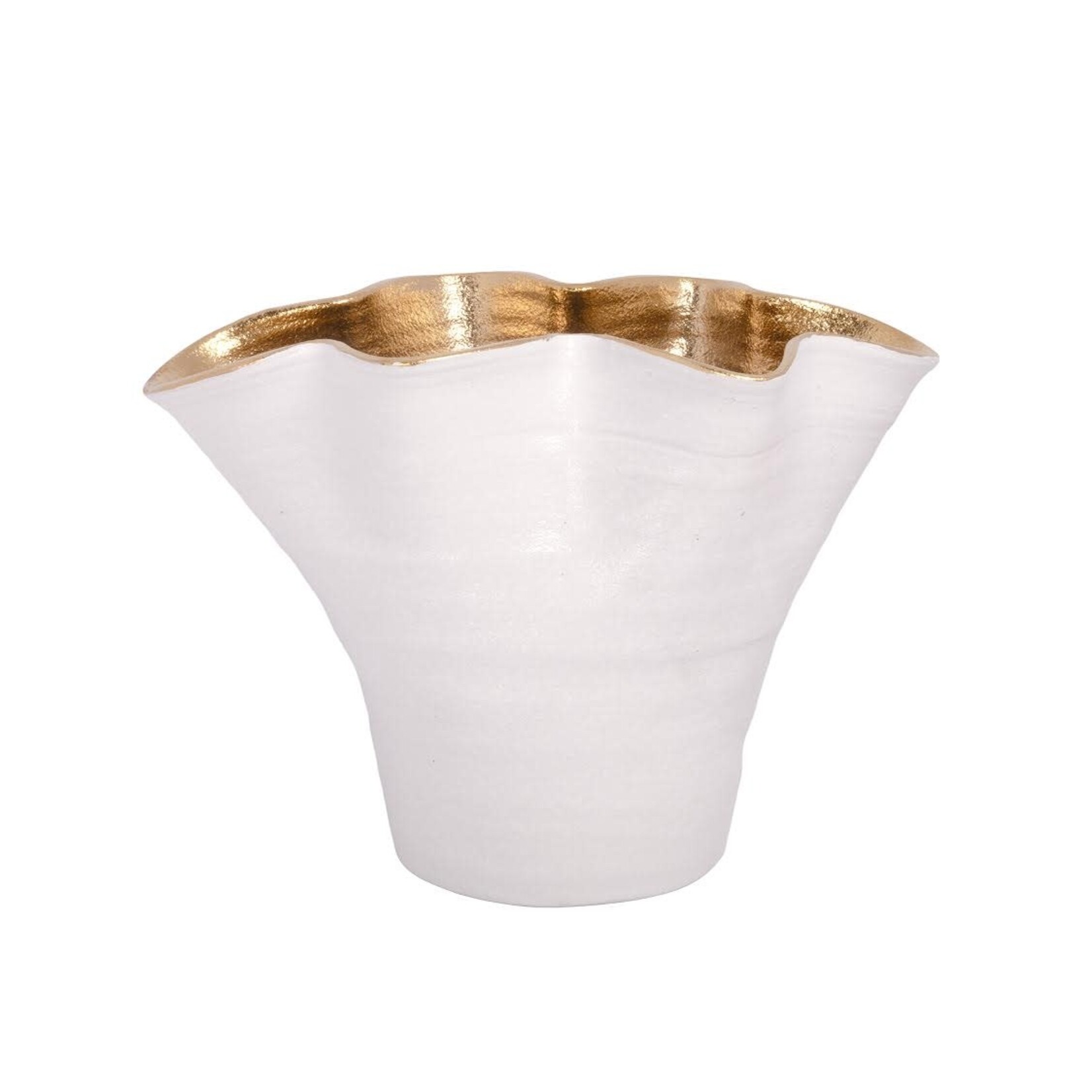 10.5"h x 14.5" x 9.5" CERAMIC LILY BLOOM VASE WHITE