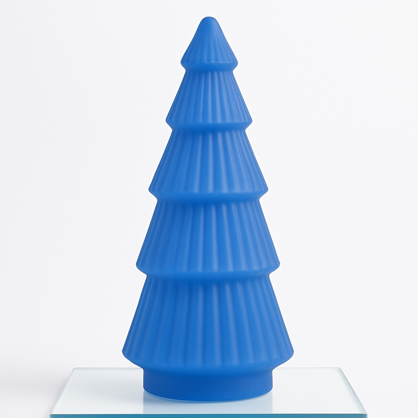 21.3”H X  8.3” BLUE GLASS CHRISTMAS TREE