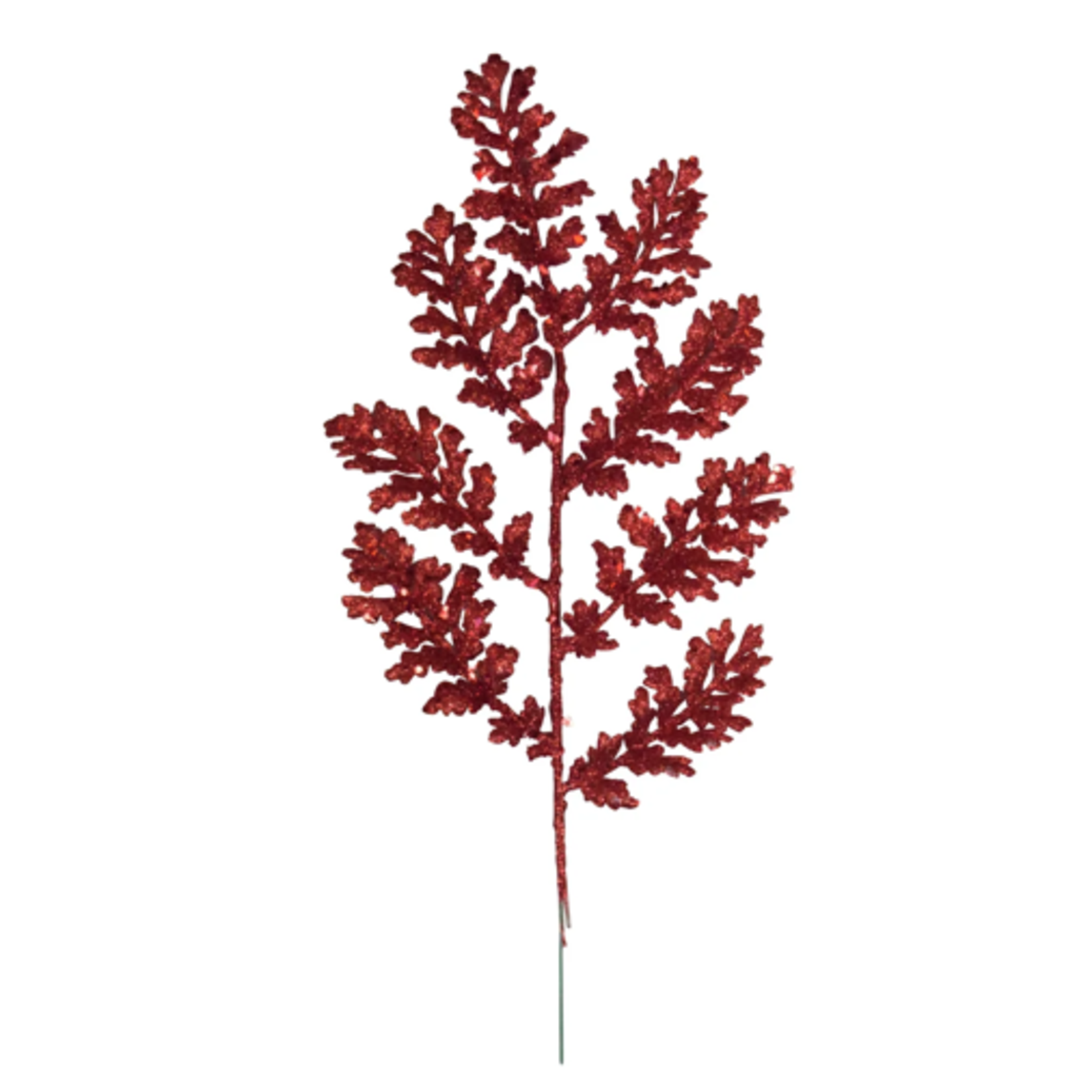 14"h RED GLITTER FERN PICK