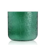 11.75”H X 12.25”L X 5”W GREEN OVAL SCRATCH ETCH GLASS