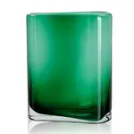 12”H X 4.25” X 9.5”L GREEN GLASS RECTANGLE VASE