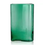 15.75"H X 4.25” X 9.5” GREEN GLASS RECTANGLE VASE