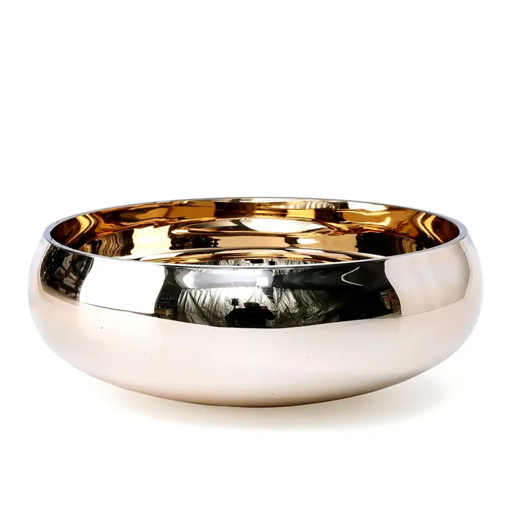 5.5"H X 15.5"  LOW BOWL GLASS GOLD CYLINDER