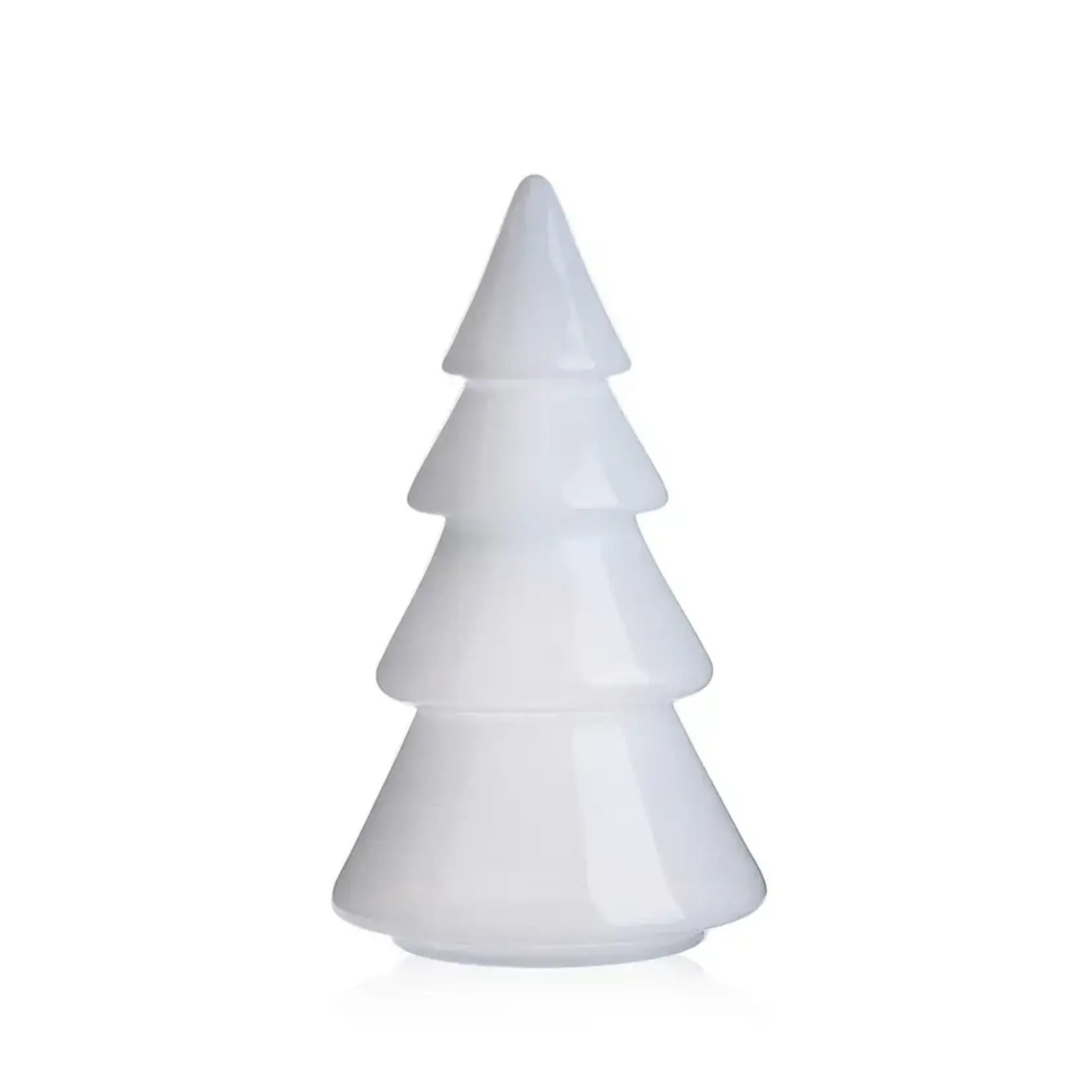 16”H X 9” WHITE GLASS CHRISTMAS TREE
