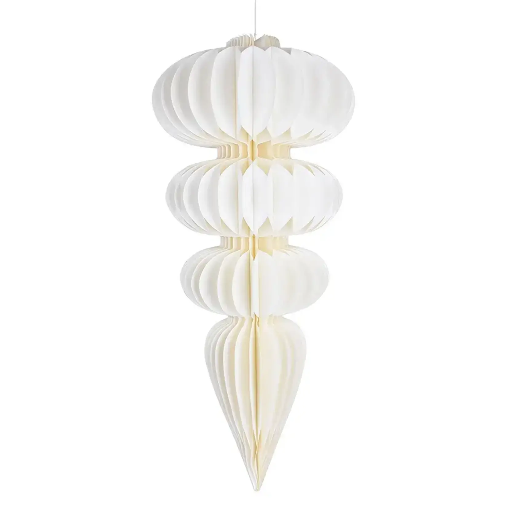 30.5”L WHITE HONEYCOMB PAPER ORNAMENT - ICICLE TIERED