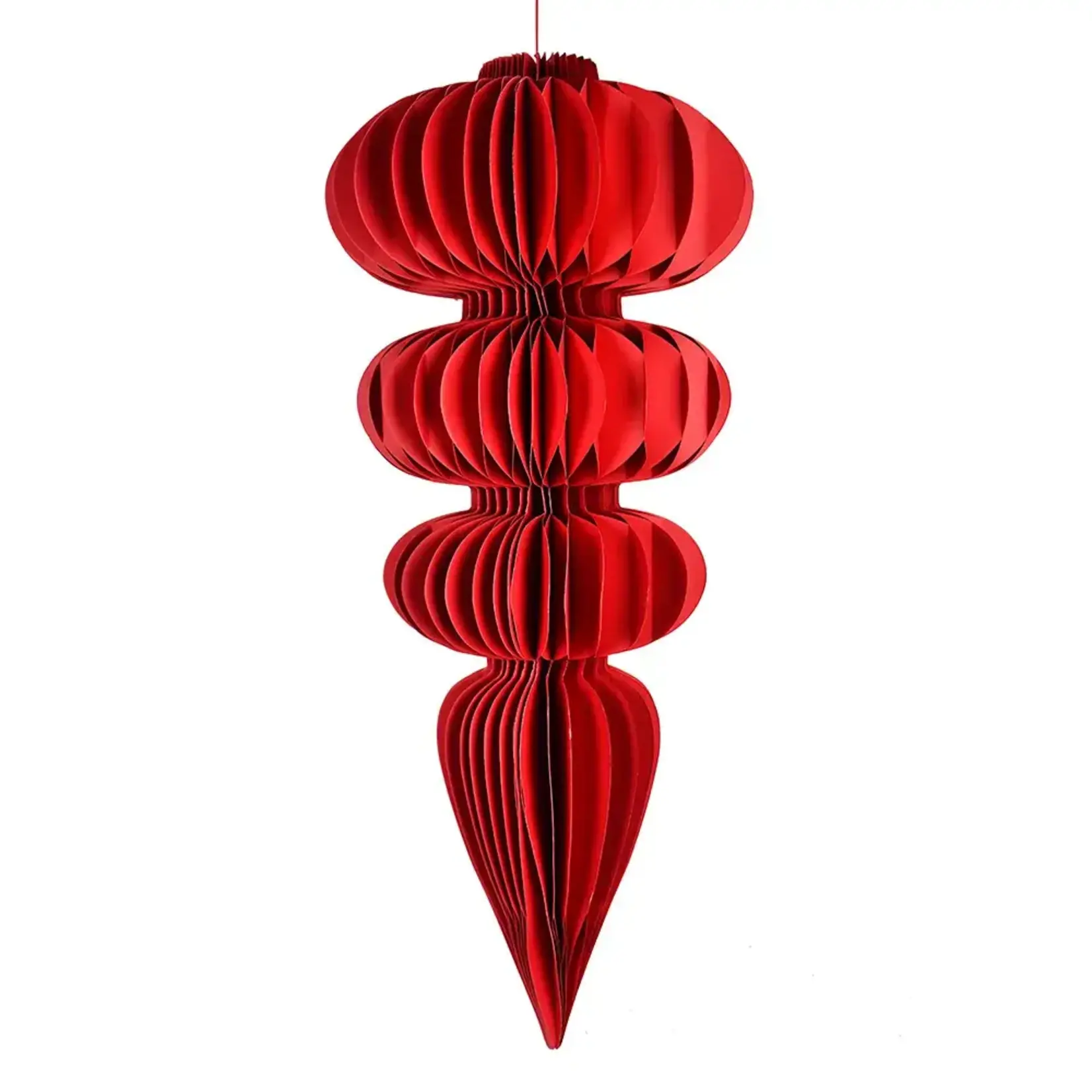 30.5”L RED HONEYCOMB PAPER ORNAMENT - ICICLE TIERED