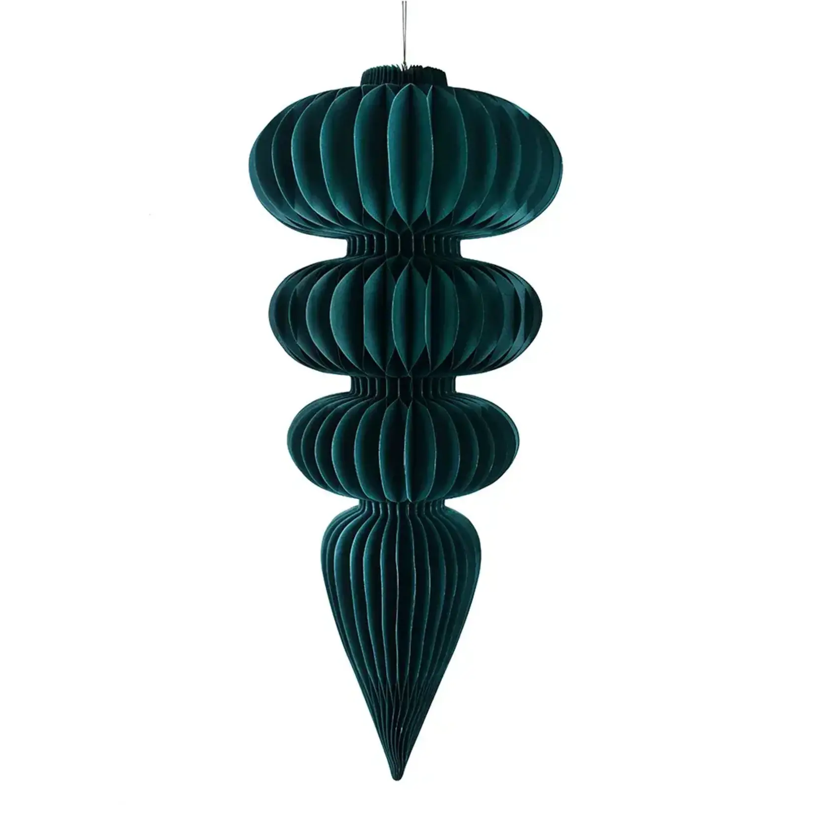 30.5”L GREEN HONEYCOMB PAPER ORNAMENT - ICICLE TIERED