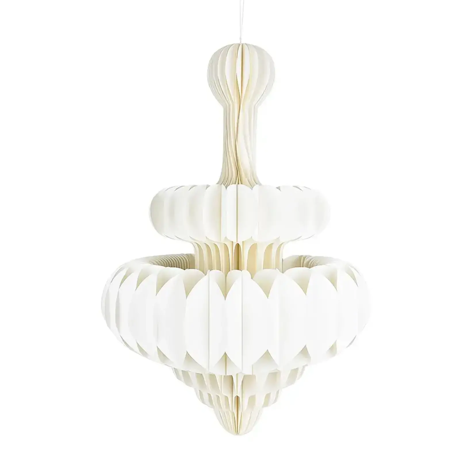 30.5”L WHITE HONEYCOMB PAPER ORNAMENT - SPIRE DROP