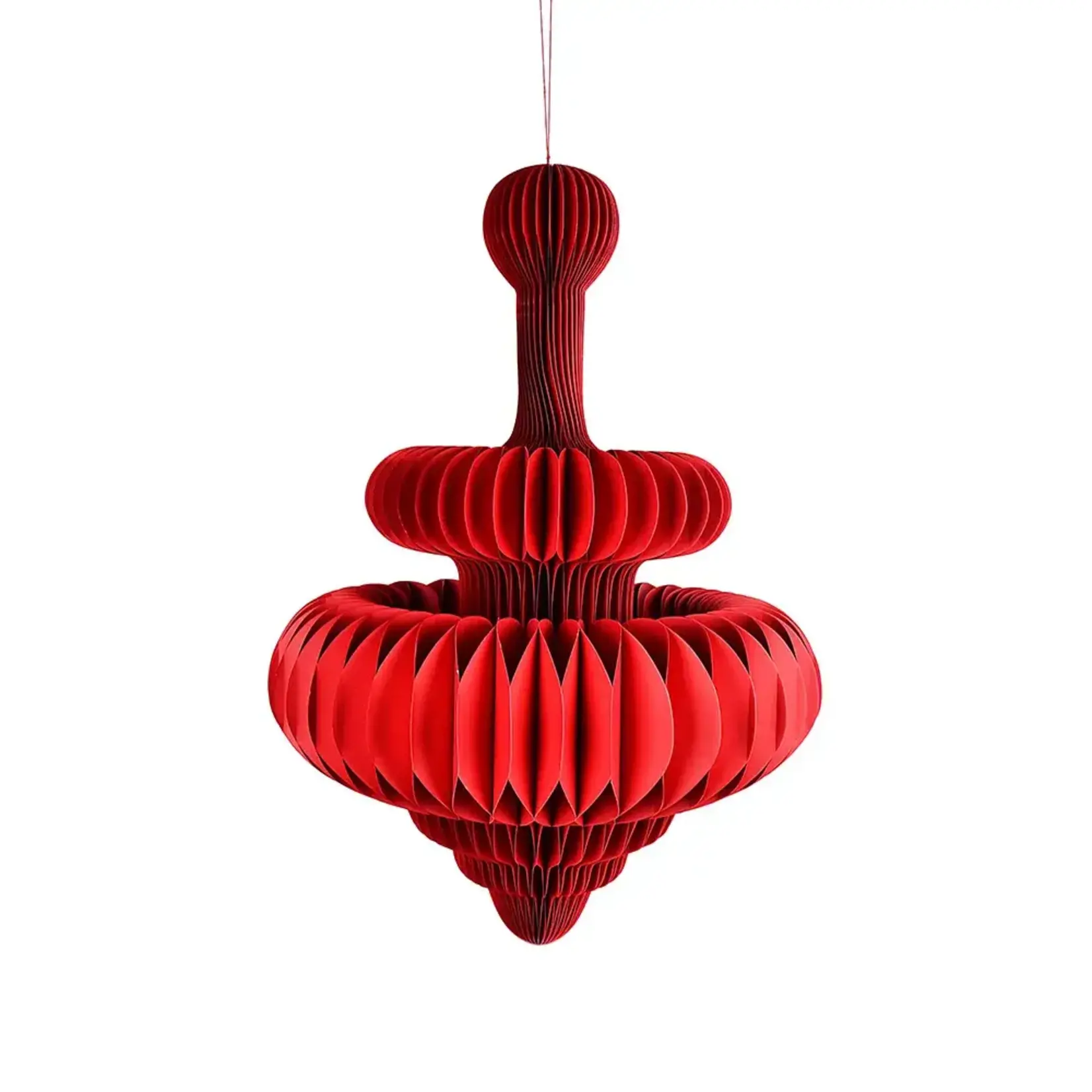 30.5”L RED HONEYCOMB PAPER ORNAMENT - SPIRE DROP