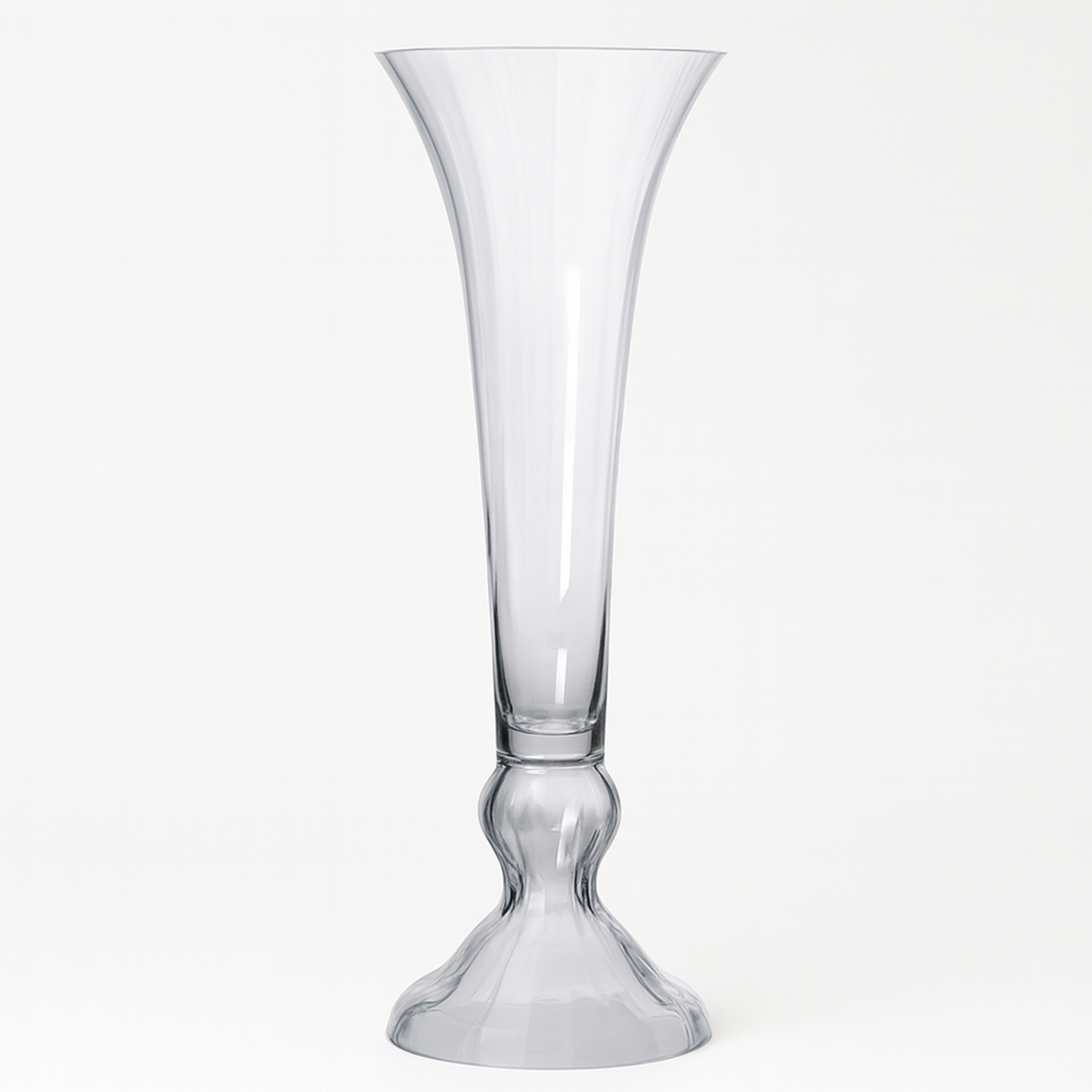 30”H X 10” CLEAR TRUMPET VASE