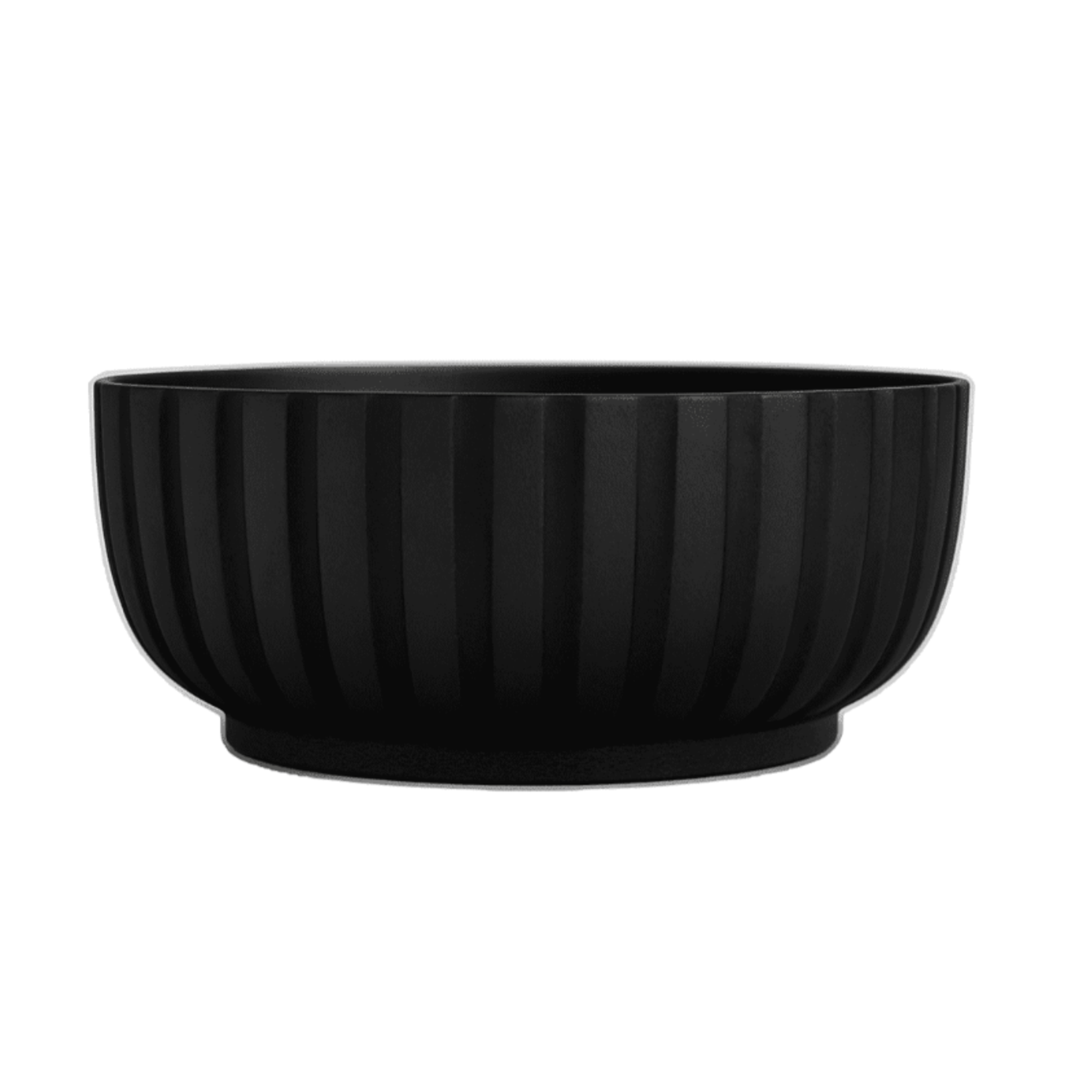 8"h x 21" FIBER CLAY RIBBED BOWL PLANTER  BLACK