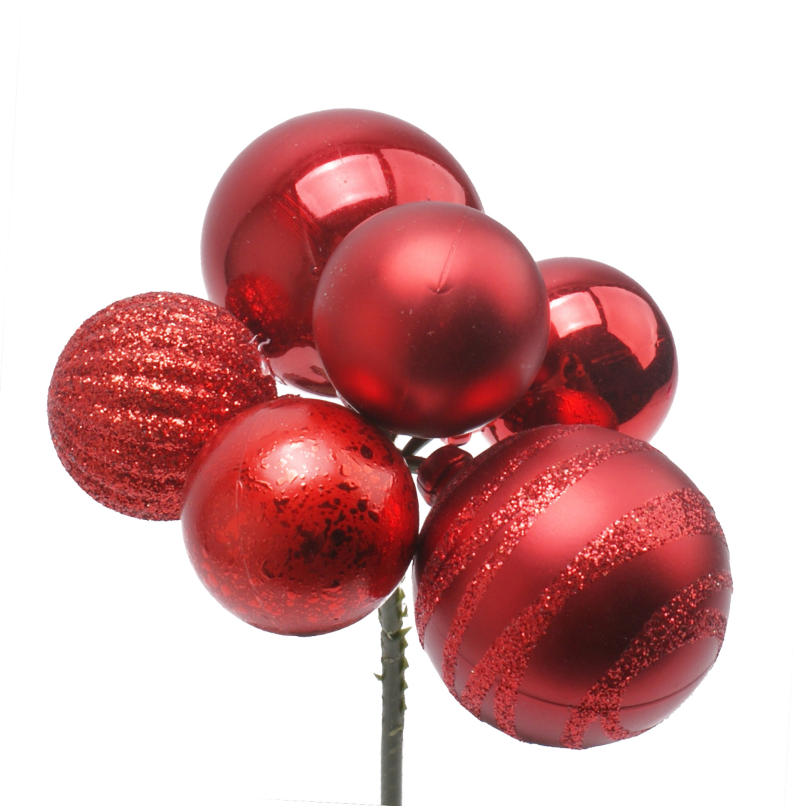 RED CHRISTMAS MM BALLS on 20 IN STICK