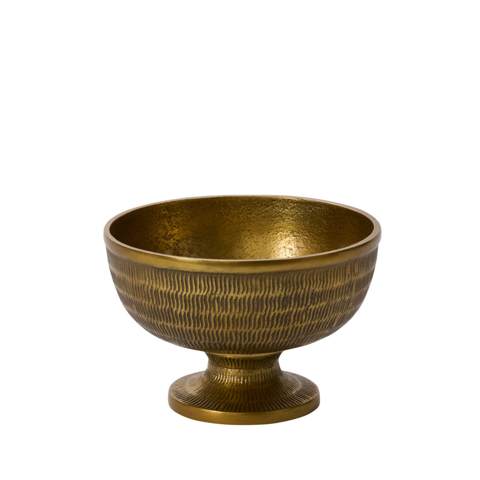 4.75”H X 7.5” ANTIQUE GOLD METAL WESTBROOK COMPOTE