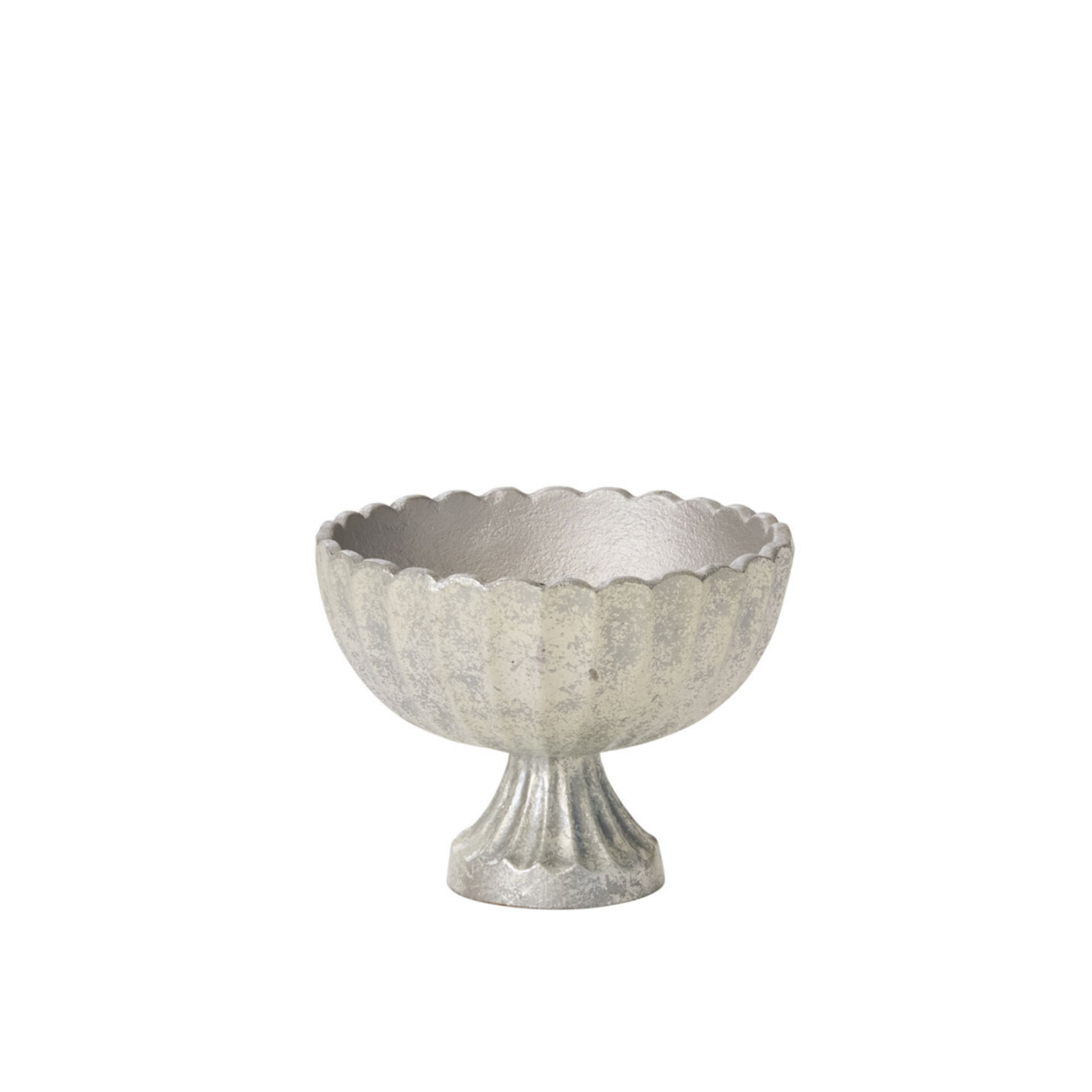 4.5”h x 5.75” SILVER METAL SCALLOP COMPOTE