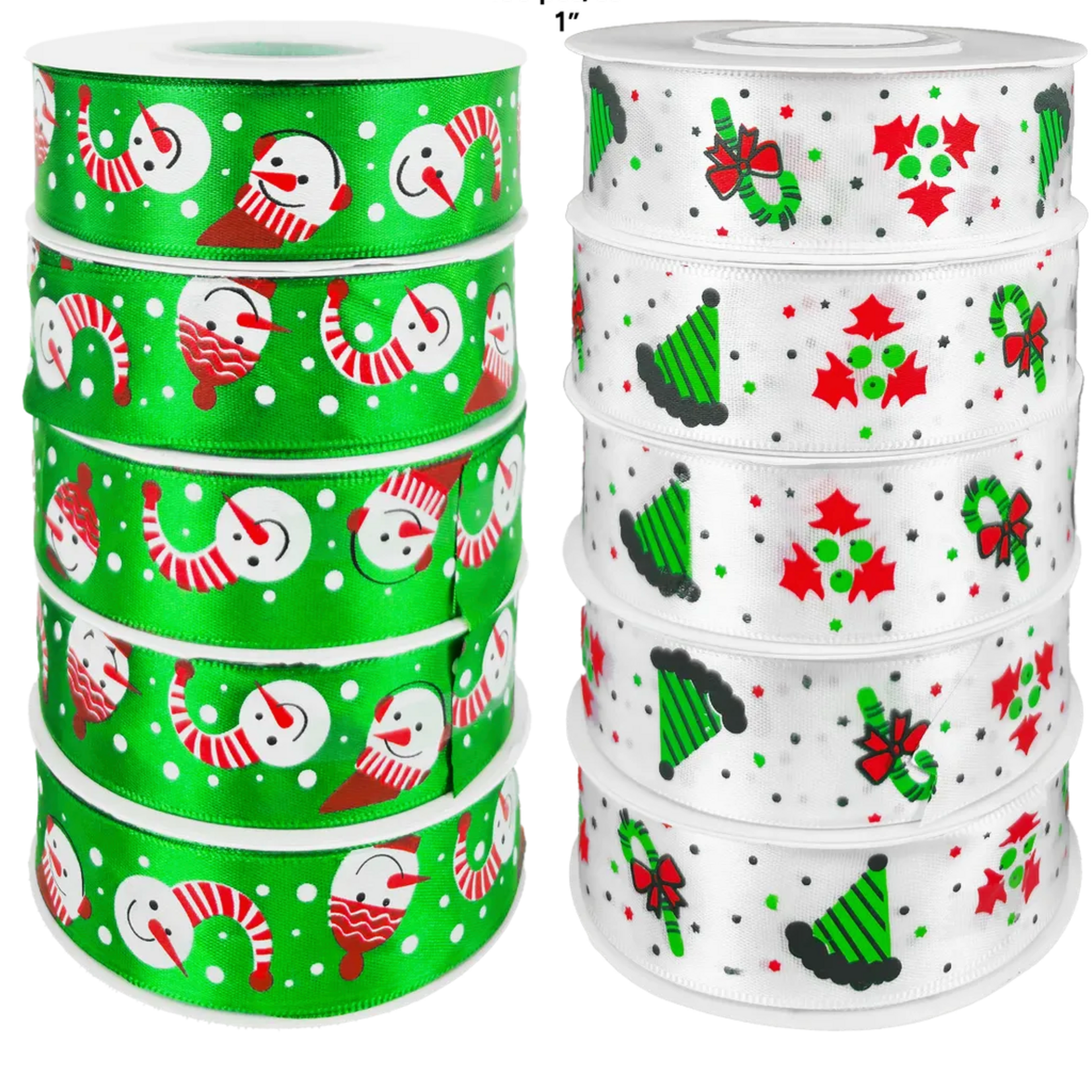 1” SNOWMAN & CHRISTMAS TREE RIBBONS
