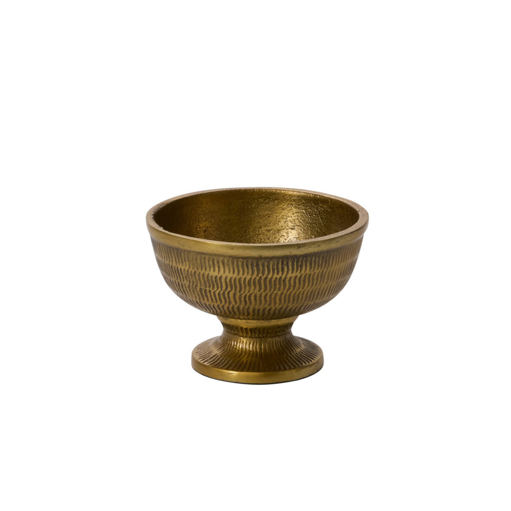 3.5"H X 4" ANTIQUE GOLD METAL WESTBROOK COMPOTE