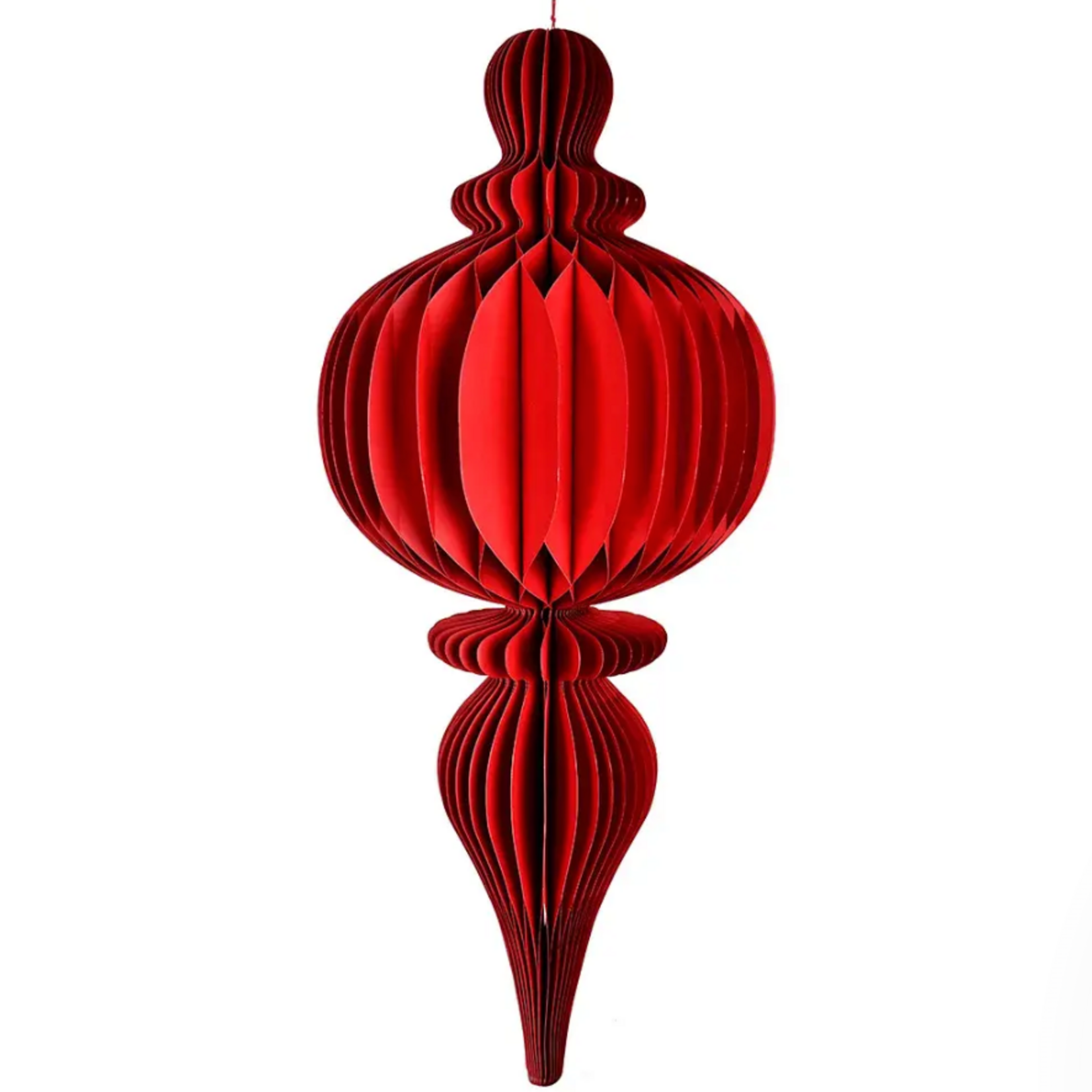 30.5”L RED HONEYCOMB PAPER ORNAMENT - FINIAL