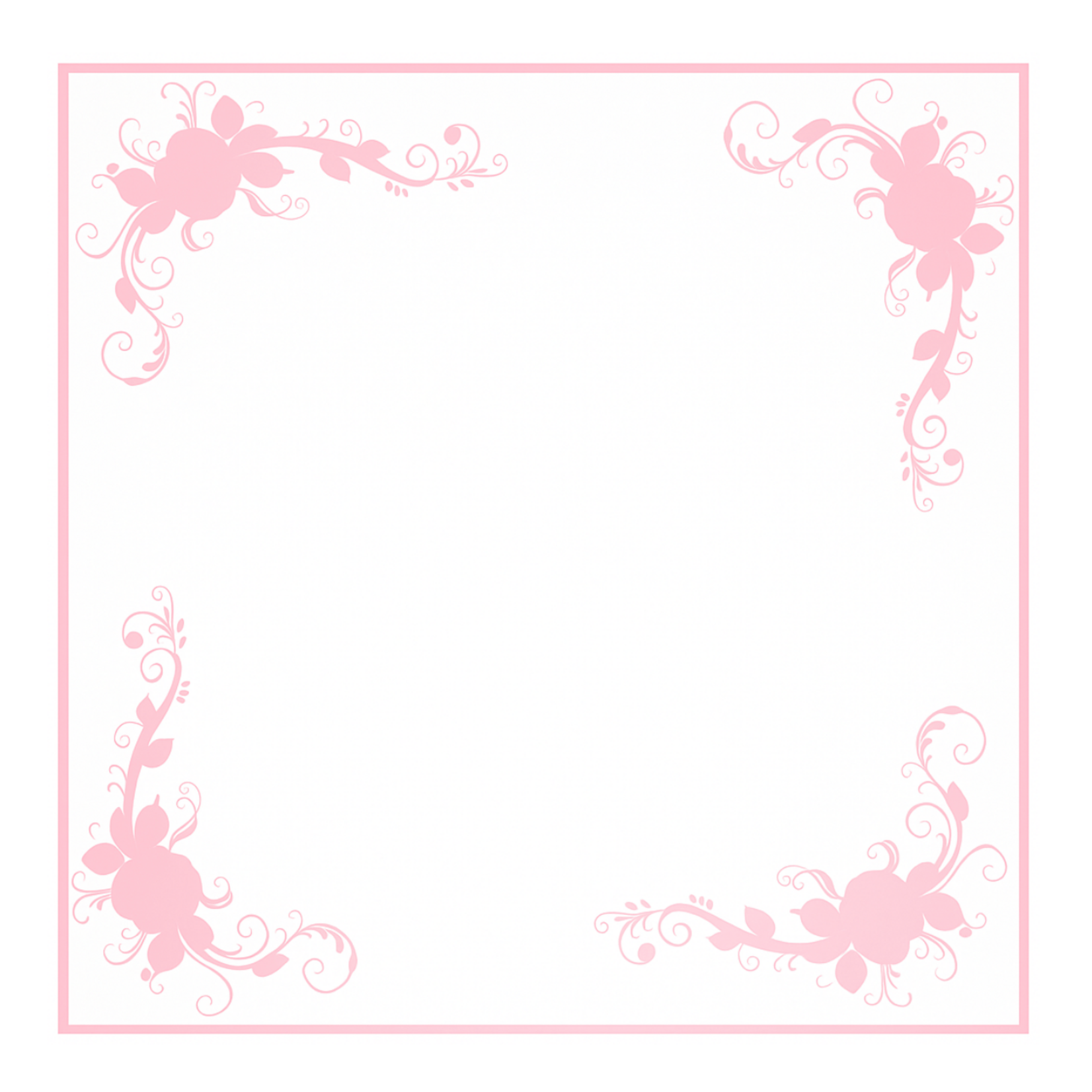 22.5" X 22.5" PINK TRANSPARENT DECORATIVE CORNER FLORAL PAPER 20PER PACK