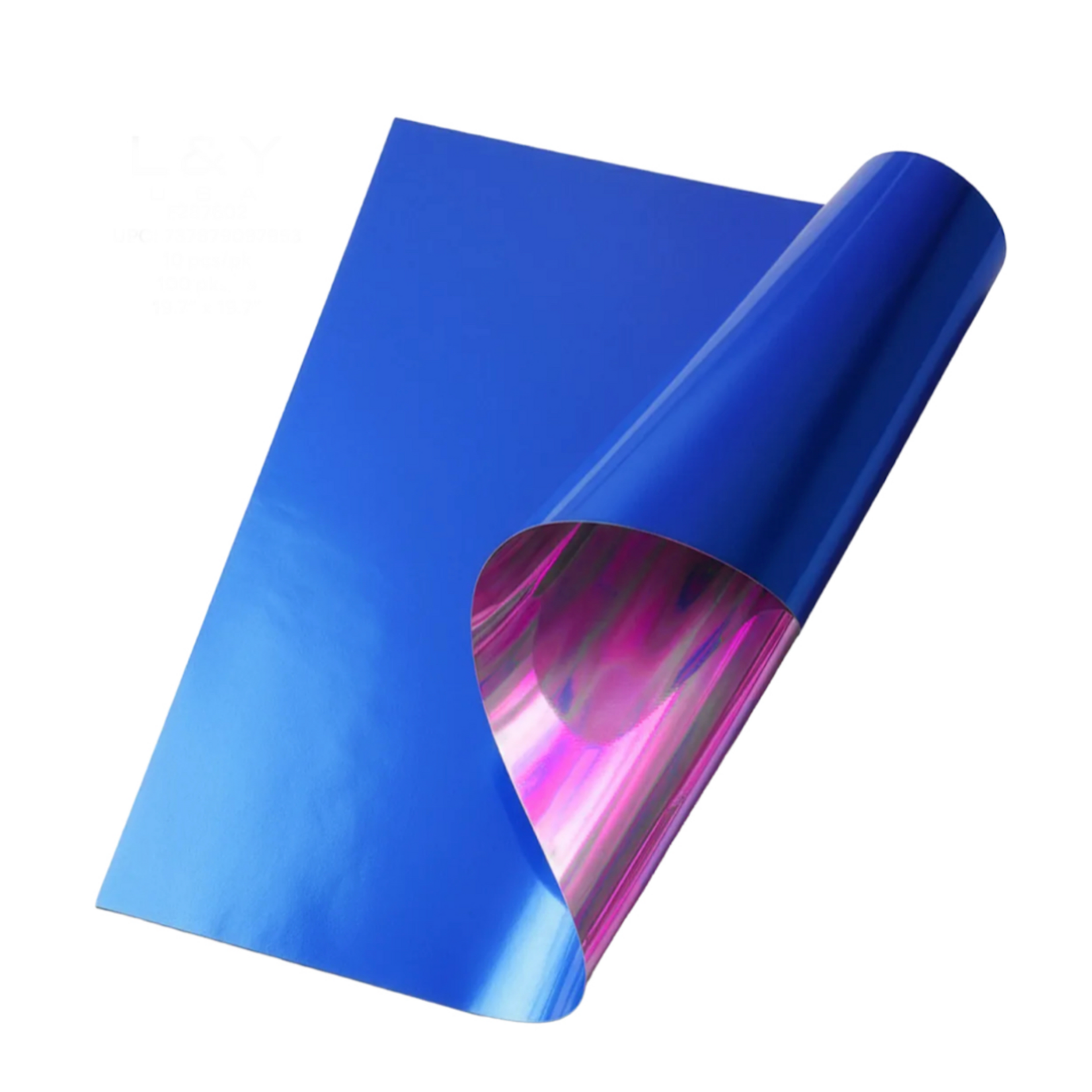 19.75” X 19.75” BLUE IRIDESCENT FLORAL FILM PAPER 10 PER PACK