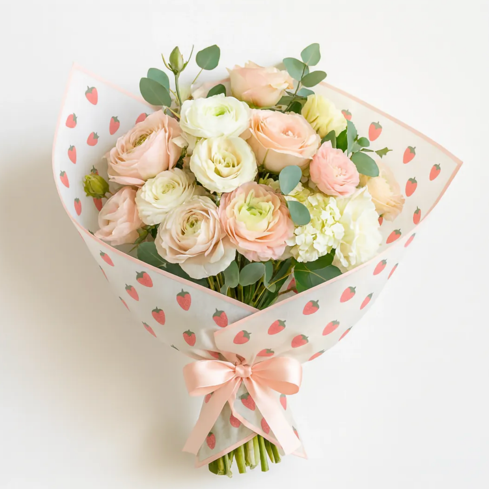 22.5" X 22.5" PINK STRAWBERRY THEME TRANSPARENT FROSTED FLORAL PAPER